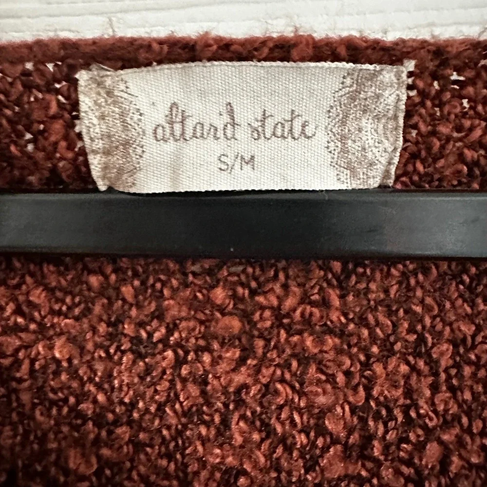Altar'd State Women Small Medium Rust Orange Textured V Neck Long Sleeve Sweater